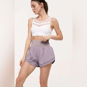 NWT J.ING Activewear Violet Purple Double Layer Running Exercise Shorts